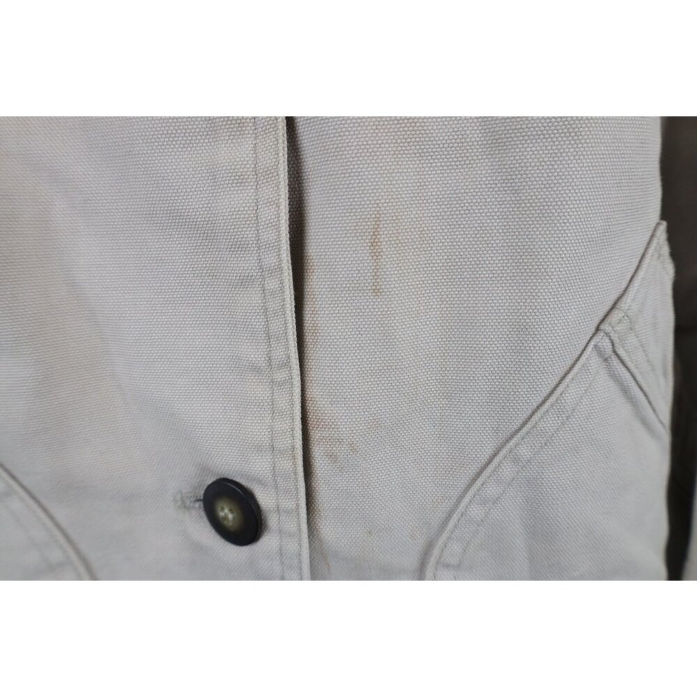 Vtg 90s Streetwear Womens XL Distressed Flannel Lined Chore Barn Jacket Beige - Picture 4 of 15